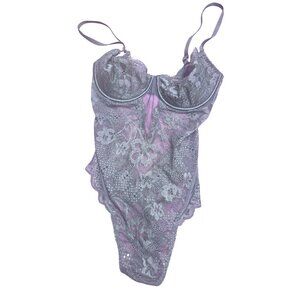 Black Lace V-Neck Lingerie Bodysuit* Adjustable Straps & Hook Closure*Sissy*L